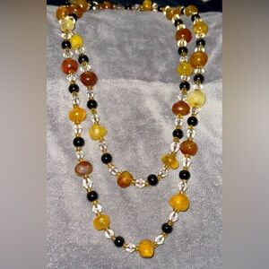 Long Natural Semi-Precious Stone Necklace